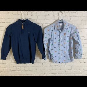 Boys Carter's Button Down Shirt And Sweater Set Size 7